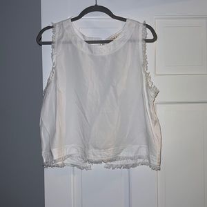 Cloth & stone white linen blend button back crop tank